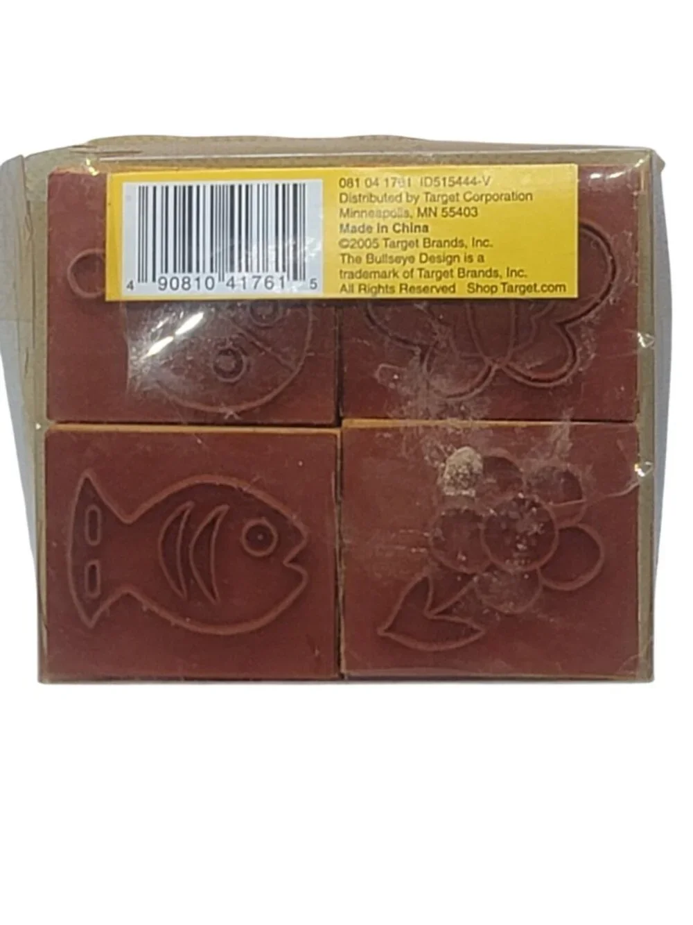Kids Stamp Set Butterfly Ladybug Fish & Flower Designs Includes 4 Rubber Stamps